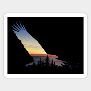 Lovely Flying Eagle Trippy Forest Sky Silhouette Magnet